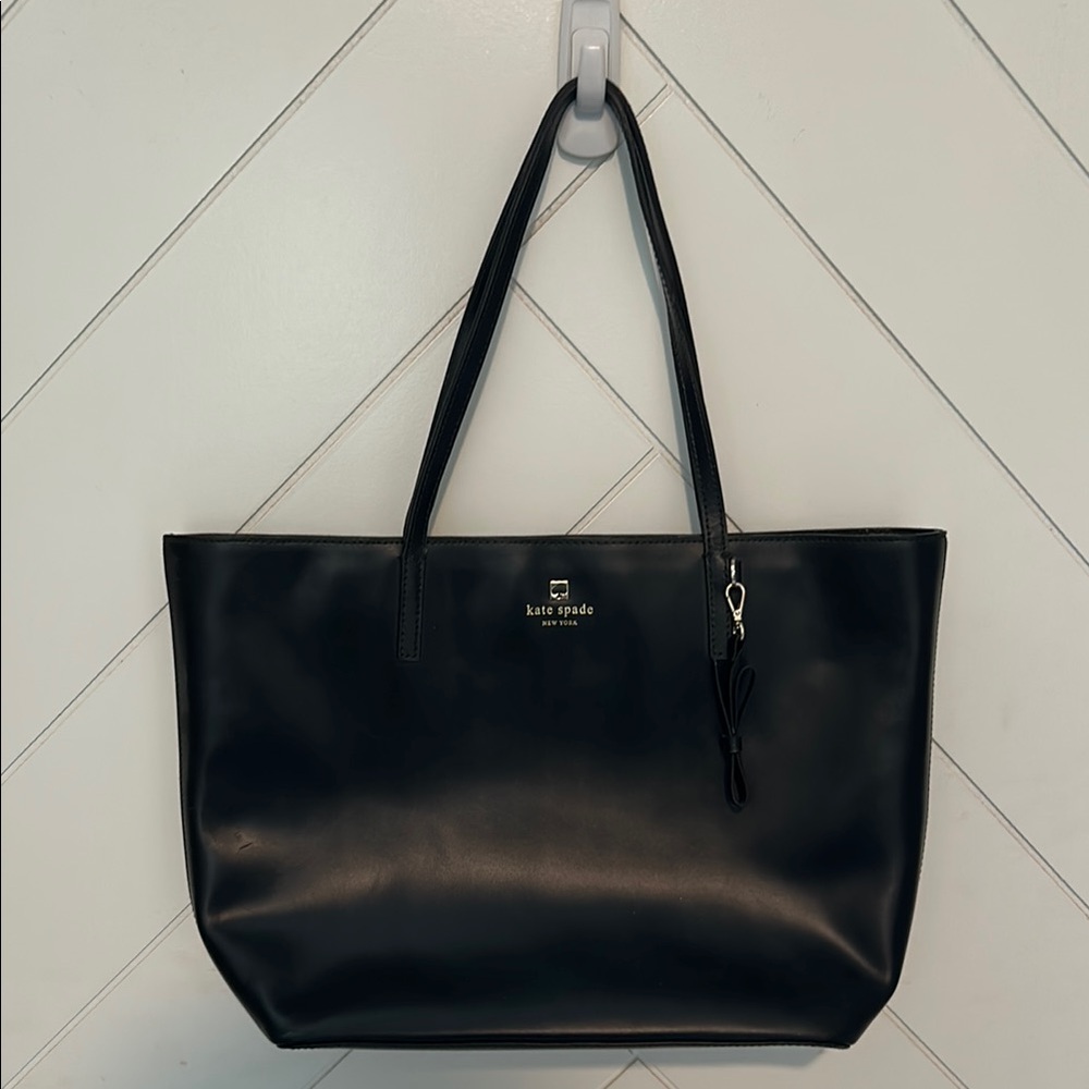 Kate Spade Black Leather Tote Purse with Double Handles